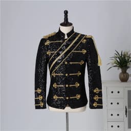 Blazer Sequined Performance Outfit for Outdoor Casual Male Banquet Guest Band Rock Singer Clothing Stand-up Collar Men's Blazer