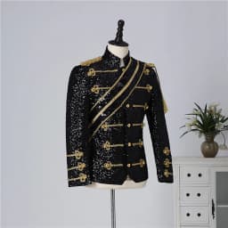 Blazer Sequined Performance Outfit for Outdoor Casual Male Banquet Guest Band Rock Singer Clothing Stand-up Collar Men's Blazer