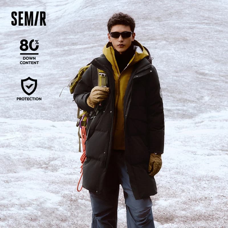 Semir Down Jacket Men Long Length 2026 New Winter Outerwear Waterproof and Warm Outdoor Travel Outerwear