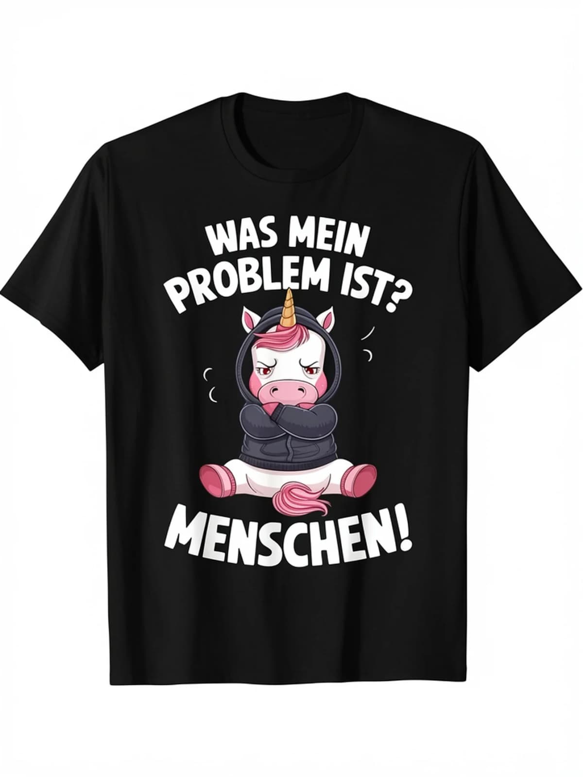 Funny Slogan Unicorn I Hate People Sarcasm T-Shirt, Black, S, Everyday Outfit, Casual Wear, Unicorn Design, Funny Tshirt, Durable Material, Comfortable Fit, Round Neck Shirt, Printed Top, Casual