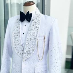 Luxury Diamond Men Suits 2 Pieces Sets Diamond Ropa Hombre Shawl Collar Groom Tuxedos Male Party Prom Blazer Customized