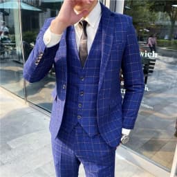Men's British Fashion Three-piece Set Slim Fit Suit Vest Trousers Ensemble Handsome Trendy All-in-one Banquet Blaze