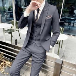 Men's British Fashion Three-piece Set Slim Fit Suit Vest Trousers Ensemble Handsome Trendy All-in-one Banquet Blaze