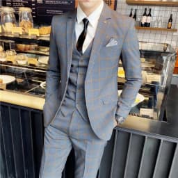 Men's British Fashion Three-piece Set Slim Fit Suit Vest Trousers Ensemble Handsome Trendy All-in-one Banquet Blaze