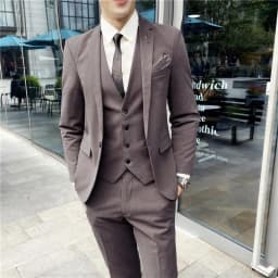 Men's British Fashion Three-piece Set Slim Fit Suit Vest Trousers Ensemble Handsome Trendy All-in-one Banquet Blaze