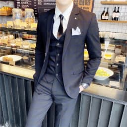 Men's British Fashion Three-piece Set Slim Fit Suit Vest Trousers Ensemble Handsome Trendy All-in-one Banquet Blaze
