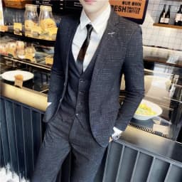 Men's British Fashion Three-piece Set Slim Fit Suit Vest Trousers Ensemble Handsome Trendy All-in-one Banquet Blaze