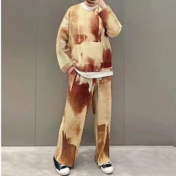 Miyake Pleated Men's Long-Sleeve T-Shirt 2026 New Top Casual Fashion Wear Vacation Attire Minimalist Loose Straight-Leg Pants