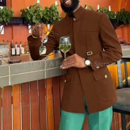 Green Fashion Utility Wedding Men Suits Tailor-Made Party Tuxedo 2 Pieces Slim Fit Jacket Pants Blazer Party Singer Groom