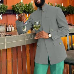 Green Fashion Utility Wedding Men Suits Tailor-Made Party Tuxedo 2 Pieces Slim Fit Jacket Pants Blazer Party Singer Groom