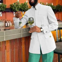 Green Fashion Utility Wedding Men Suits Tailor-Made Party Tuxedo 2 Pieces Slim Fit Jacket Pants Blazer Party Singer Groom
