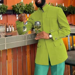 Green Fashion Utility Wedding Men Suits Tailor-Made Party Tuxedo 2 Pieces Slim Fit Jacket Pants Blazer Party Singer Groom