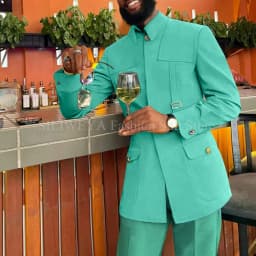 Green Fashion Utility Wedding Men Suits Tailor-Made Party Tuxedo 2 Pieces Slim Fit Jacket Pants Blazer Party Singer Groom