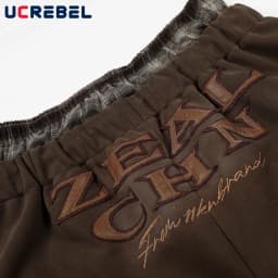 Letter Embroidery Double Waisted Sweatpants Mens Retro Distressed High Street Spliced Elastic Waist Baggy Wide Leg Sports Pants