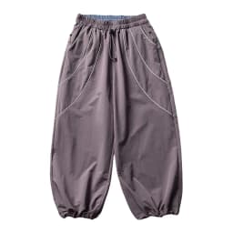 Embroidery Spliced Jogger Pants Mens Safari Style Elastic Waist Baggy Wide Leg Quick Dry Trousers Man