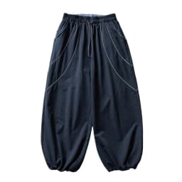 Embroidery Spliced Jogger Pants Mens Safari Style Elastic Waist Baggy Wide Leg Quick Dry Trousers Man