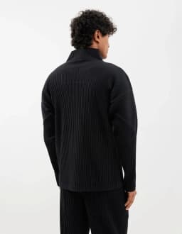 Miyake Pleated Men's Jacket Two Way Zipper Casual Loose Coat Japanese Fashion Streetwear Outerwear