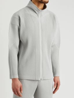 Miyake Pleated Men's Jacket Two Way Zipper Casual Loose Coat Japanese Fashion Streetwear Outerwear