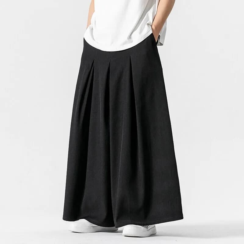 Japan Samurai Wide Leg Pants Men Cotton Linen Dark Wind Comfortable Casual Pants Harun Mens Loose Lantern Trousers Plus Size 5XL