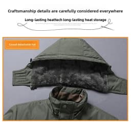 New style waterproof jacket for men - mid-length, thick, outdoor casual hooded oversized men's jacket - fall/winter clothing