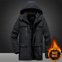 New style waterproof jacket for men - mid-length, thick, outdoor casual hooded oversized men's jacket - fall/winter clothing