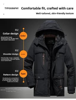 New style waterproof jacket for men - mid-length, thick, outdoor casual hooded oversized men's jacket - fall/winter clothing