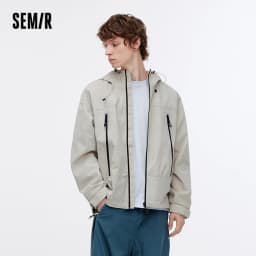 Semir Jacket Men Outdoor Sport Loose Hooded Patchwork Mesh 2025 Autumn Textured Top Menswear Clothing Jackets