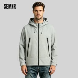 Semir Jacket Men Outdoor Sport Loose Hooded Patchwork Mesh 2025 Autumn Textured Top Menswear Clothing Jackets