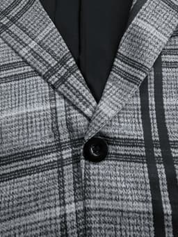 European American Style Men's Business Fashion High Quality Grey Two-Piece Suit Plaid Print Casual Style