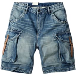 Summer New American Retro Heavyweight Denim Cargo Shorts Men's Fashion 100% Cotton Washed Make Old Straight Casual 5-point Pants
