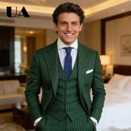 Striped Three Piece Formal Suit for Men, Jacket Pants Waistcoat Custom Tailored Business Suit Set, Plus Size Tuxedo Prom Suit