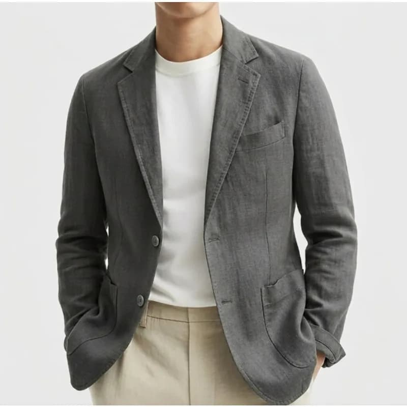 KIDWHXR Man Suit Outerwear Thin Comfortable Single-breasted Men Blazer Simple Solid Color Long Sleeve Pocket Male Casual Coat