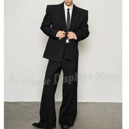 Fashion Striped Men's Suits Loose Casual High Street Style Double Breasted Chic Peak Lapel Blazer Pants Prom Suit Two Pieces