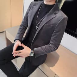Men's Wool Suit Jacket 2025 High Quality Fashion One Grain Single Breasted Velvety Casual Solid Color Single West Fork