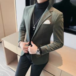 Men's Wool Suit Jacket 2025 High Quality Fashion One Grain Single Breasted Velvety Casual Solid Color Single West Fork