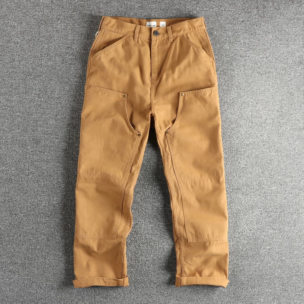 2024 Autumn New American Retro 320G Heavyweight Woven Cargo Pants Men's Fashion 100% Cotton Washed Straight Casual Trousers