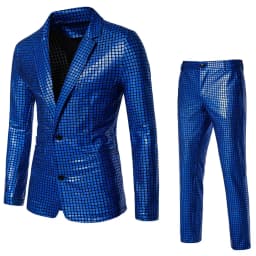 Fashionable New Men's Sequin Hot Stamping Suit Disco Cosplay Party Stage Nightclub Shiny and Cool Performance Suit Set SizeS-3XL