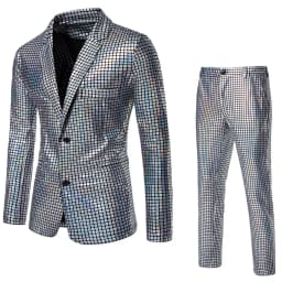 Fashionable New Men's Sequin Hot Stamping Suit Disco Cosplay Party Stage Nightclub Shiny and Cool Performance Suit Set SizeS-3XL