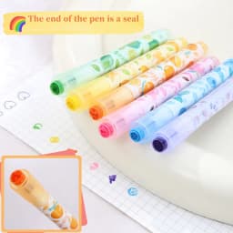 Creative Fruit Scented Highlighter Soft Tip Pens with Stamp for DIY Journaling Student Note-taking for Highlighting and Marking