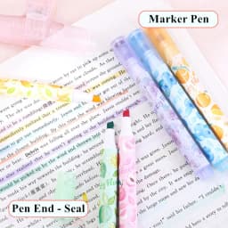 Creative Fruit Scented Highlighter Soft Tip Pens with Stamp for DIY Journaling Student Note-taking for Highlighting and Marking