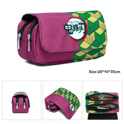 Anime Pen Bag Student Storage Bag Tanjirou Nezuko Zenitsu Giyuu Cartoon Pen Box Boys Girls Pencil Case Stationery
