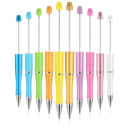 40Pcs/Lot Ballpoint Pen Diy Bead Pen Plastic Printed Bead Pen School Office Writing Supplies Stationery Wedding Gift