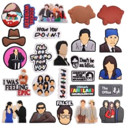 14-25pcs Movie Friends New Design Shoe Charms PVC Accessories DIY Sandals Shoes Buckle Decorations Fit Wristband Party Gift