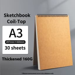 Borrence A3/A4/A5/8K/16K Sketchbook Thick Paper 160 GSM Brown Spiral Notebook Professional Watercolor Book Art School Stationery