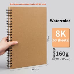 Borrence A3/A4/A5/8K/16K Sketchbook Thick Paper 160 GSM Brown Spiral Notebook Professional Watercolor Book Art School Stationery