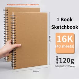 Borrence A3/A4/A5/8K/16K Sketchbook Thick Paper 160 GSM Brown Spiral Notebook Professional Watercolor Book Art School Stationery