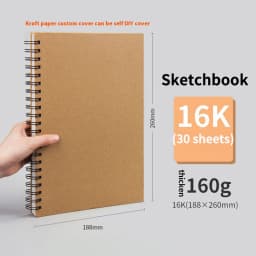 Borrence A3/A4/A5/8K/16K Sketchbook Thick Paper 160 GSM Brown Spiral Notebook Professional Watercolor Book Art School Stationery