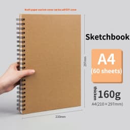 Borrence A3/A4/A5/8K/16K Sketchbook Thick Paper 160 GSM Brown Spiral Notebook Professional Watercolor Book Art School Stationery