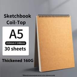 Borrence A3/A4/A5/8K/16K Sketchbook Thick Paper 160 GSM Brown Spiral Notebook Professional Watercolor Book Art School Stationery
