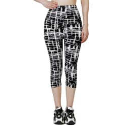 QR33 Women's Summer Capris Elastic Waist Leggings Abstract Plaid Printed Leggings Fitness Breathable Sports Pants